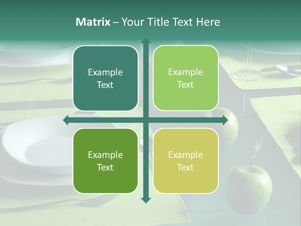 A Table Set With Place Settings And Green Apples PowerPoint Template