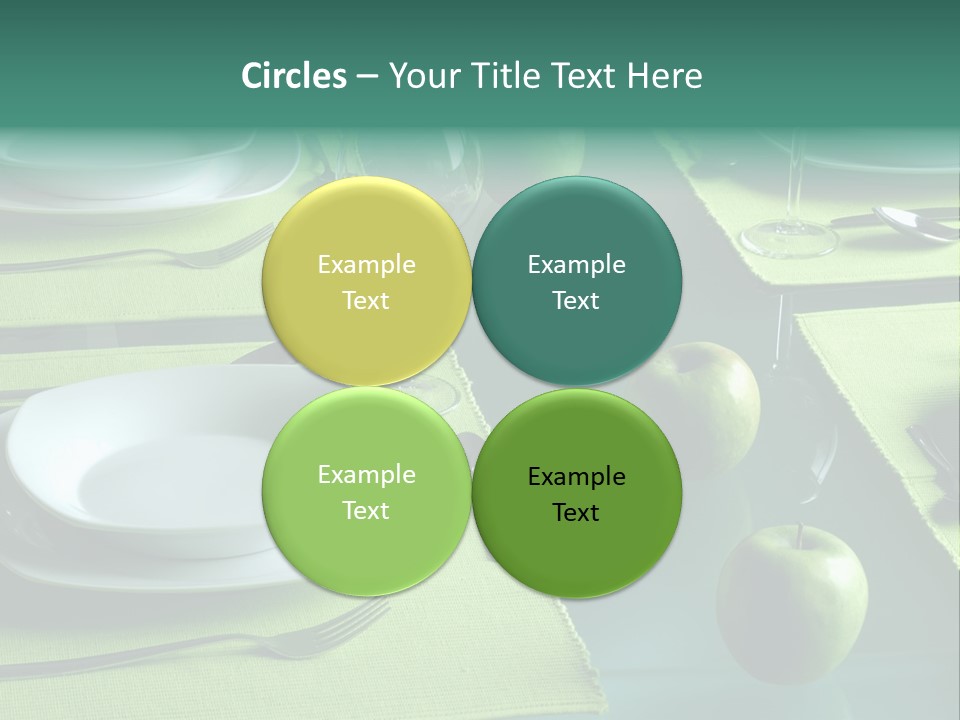 A Table Set With Place Settings And Green Apples PowerPoint Template