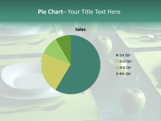 A Table Set With Place Settings And Green Apples PowerPoint Template