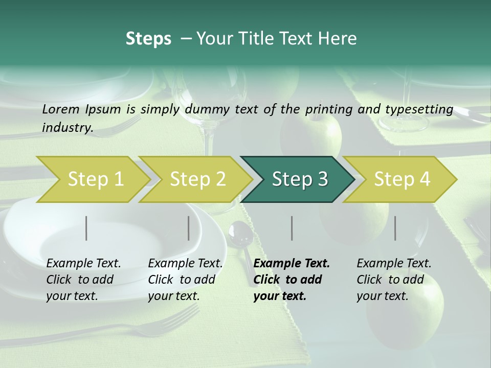 A Table Set With Place Settings And Green Apples PowerPoint Template