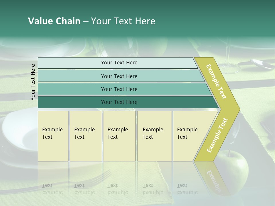 A Table Set With Place Settings And Green Apples PowerPoint Template