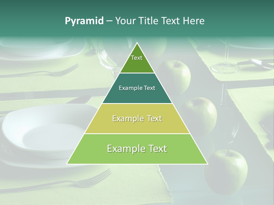 A Table Set With Place Settings And Green Apples PowerPoint Template