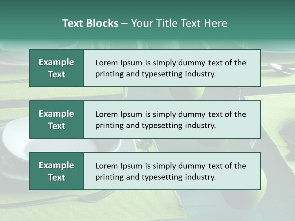 A Table Set With Place Settings And Green Apples PowerPoint Template