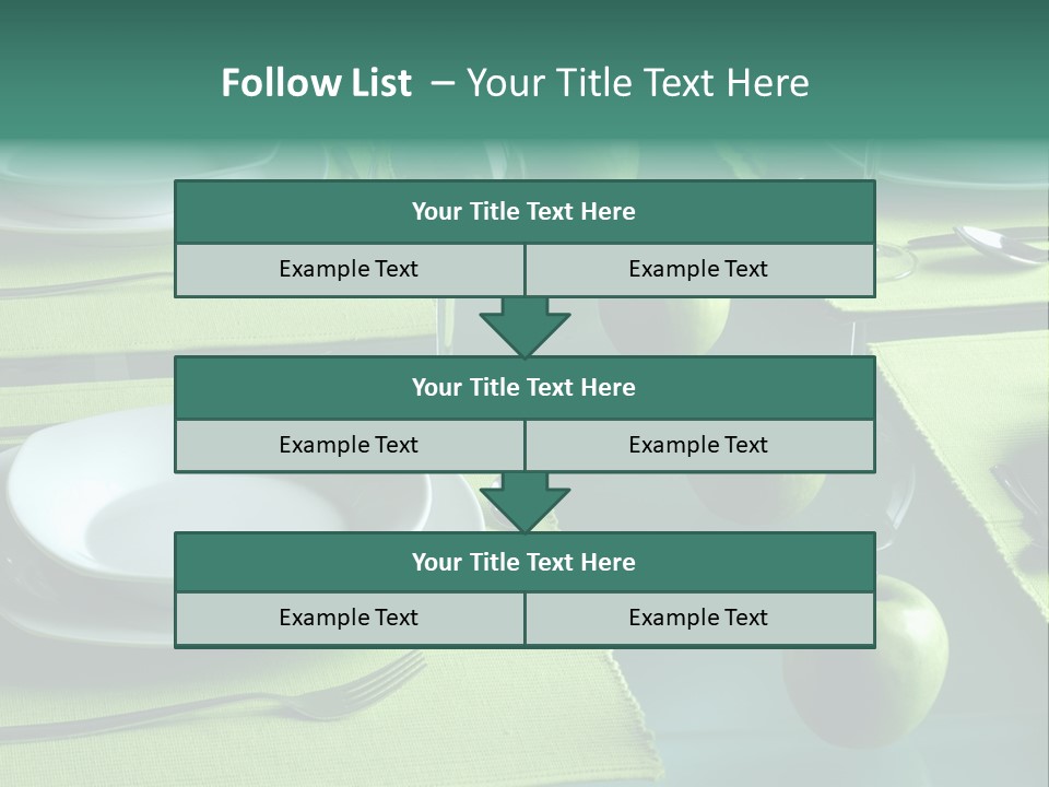 A Table Set With Place Settings And Green Apples PowerPoint Template