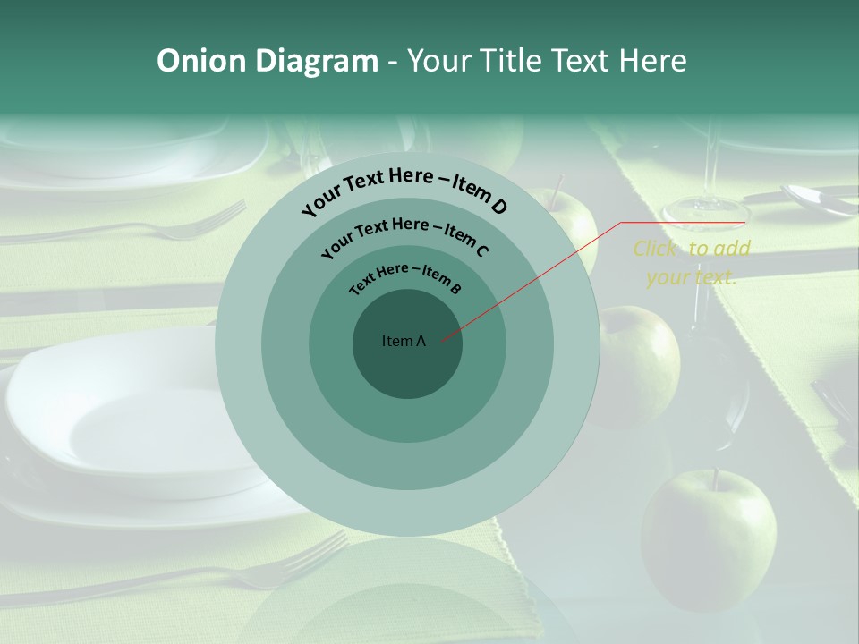 A Table Set With Place Settings And Green Apples PowerPoint Template