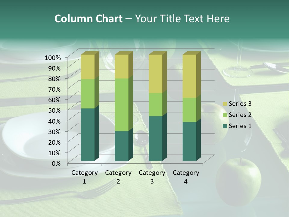 A Table Set With Place Settings And Green Apples PowerPoint Template