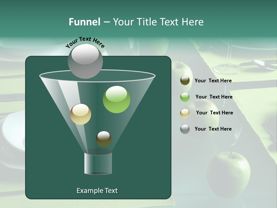 A Table Set With Place Settings And Green Apples PowerPoint Template