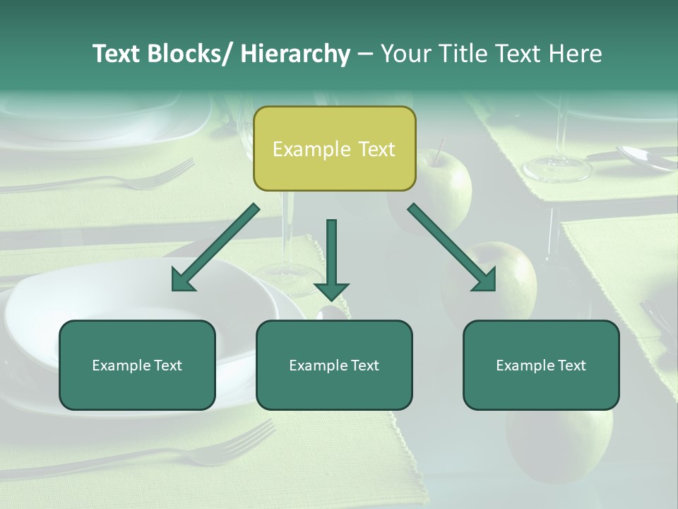 A Table Set With Place Settings And Green Apples PowerPoint Template