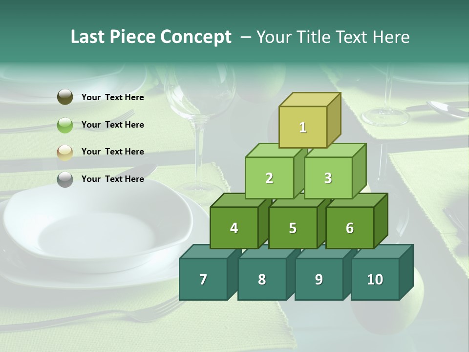 A Table Set With Place Settings And Green Apples PowerPoint Template