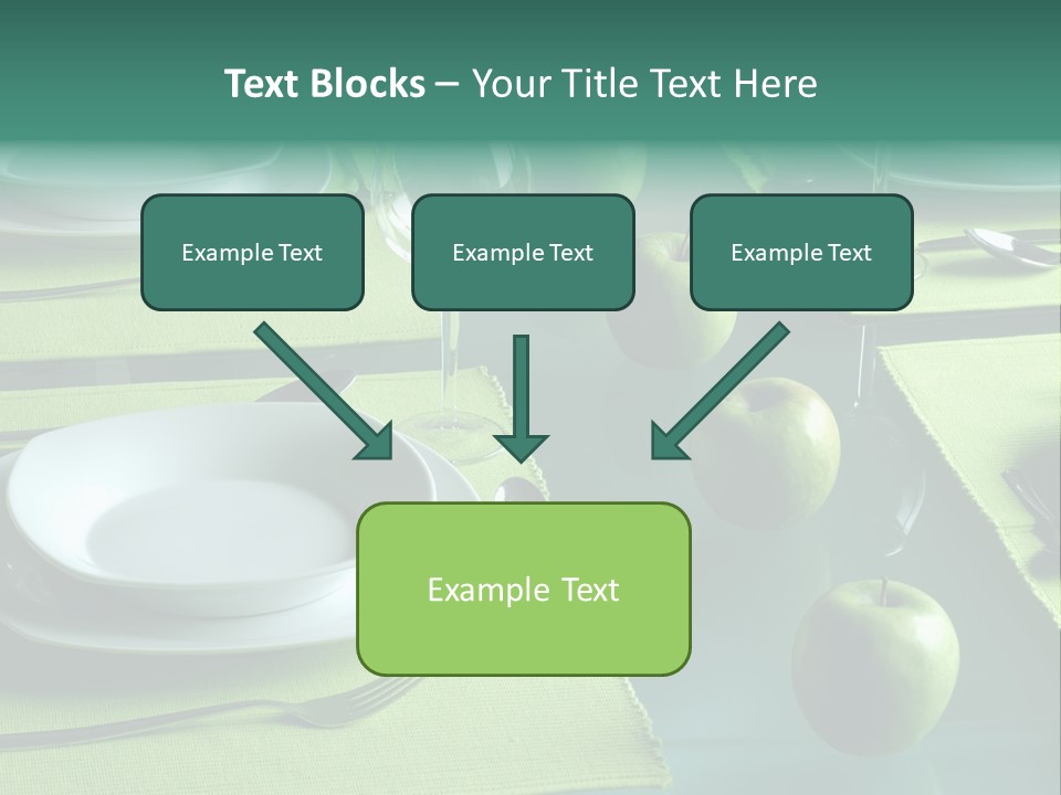 A Table Set With Place Settings And Green Apples PowerPoint Template