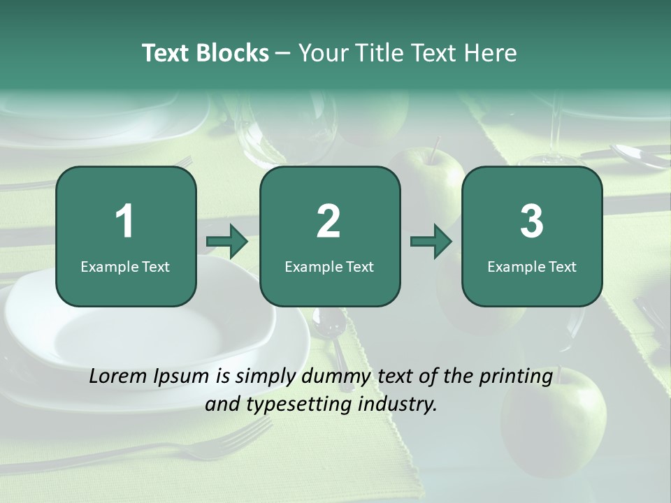 A Table Set With Place Settings And Green Apples PowerPoint Template