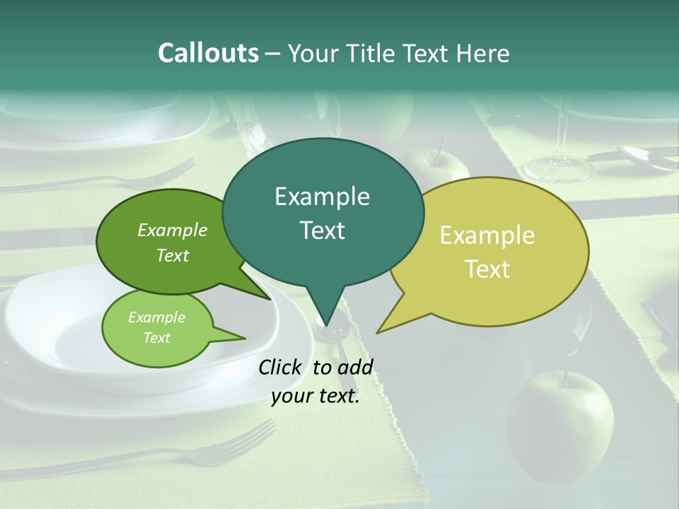 A Table Set With Place Settings And Green Apples PowerPoint Template