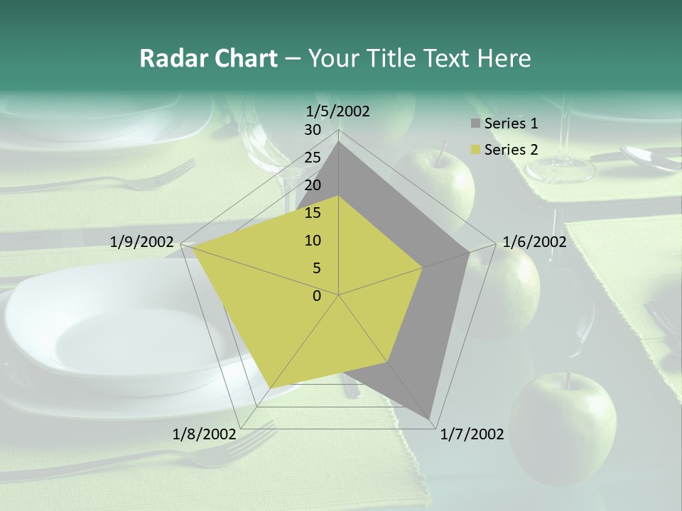 A Table Set With Place Settings And Green Apples PowerPoint Template
