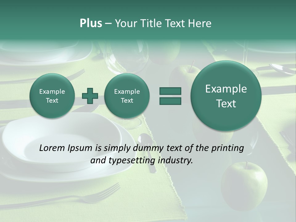 A Table Set With Place Settings And Green Apples PowerPoint Template