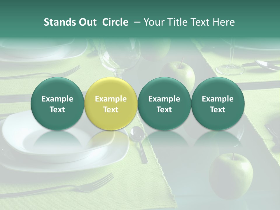 A Table Set With Place Settings And Green Apples PowerPoint Template