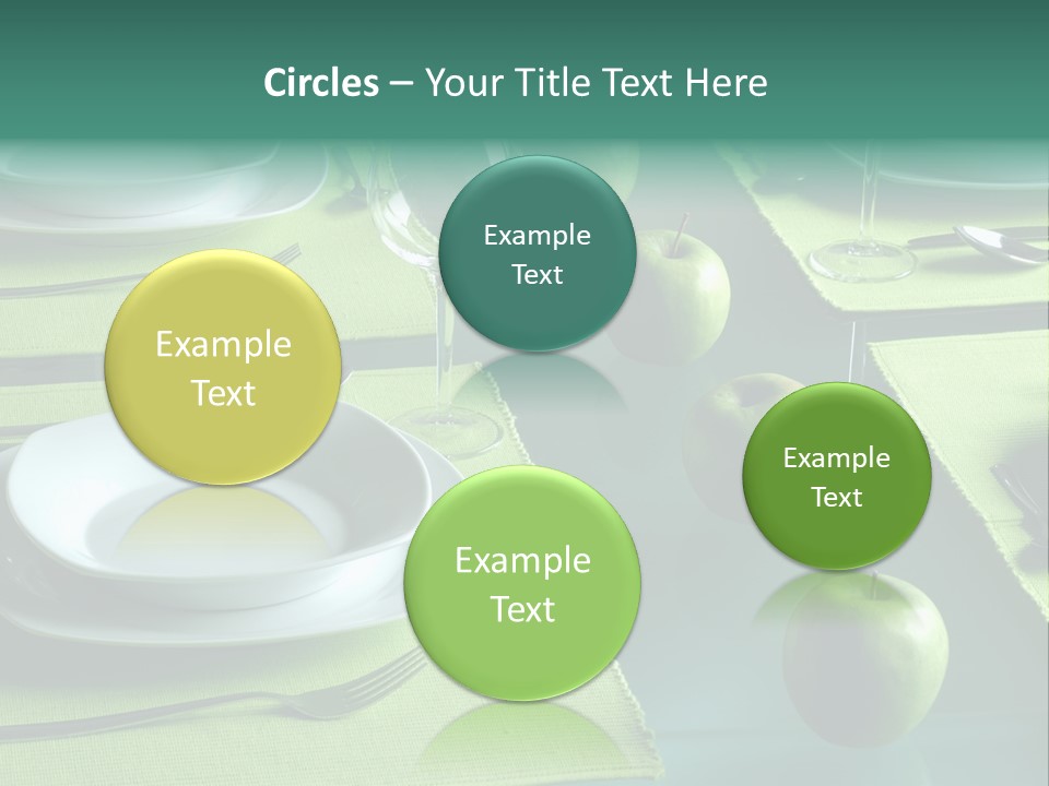 A Table Set With Place Settings And Green Apples PowerPoint Template