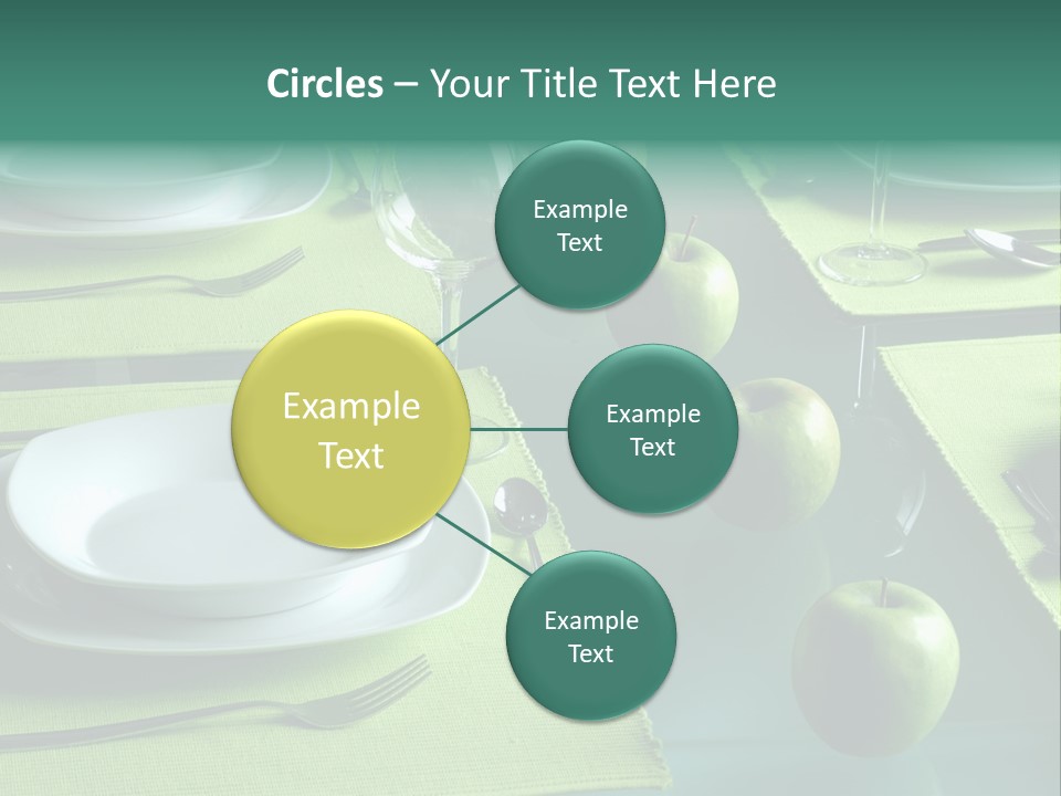 A Table Set With Place Settings And Green Apples PowerPoint Template