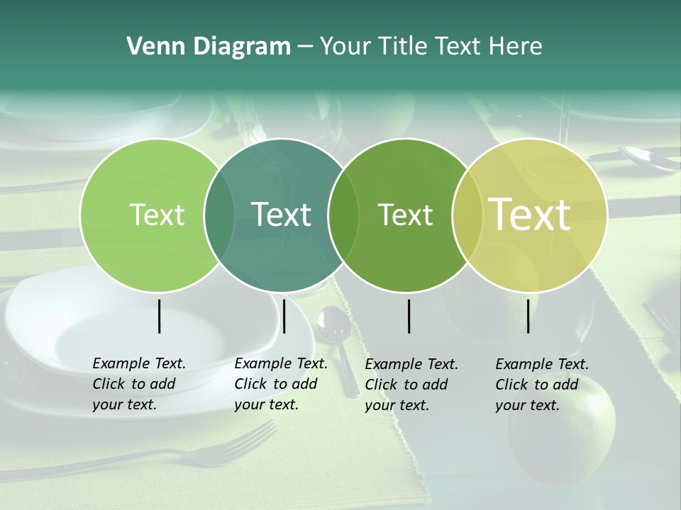 A Table Set With Place Settings And Green Apples PowerPoint Template