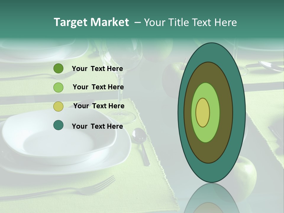 A Table Set With Place Settings And Green Apples PowerPoint Template