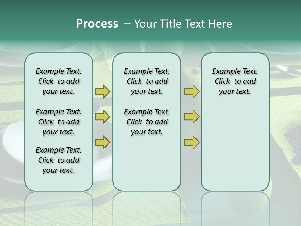 A Table Set With Place Settings And Green Apples PowerPoint Template
