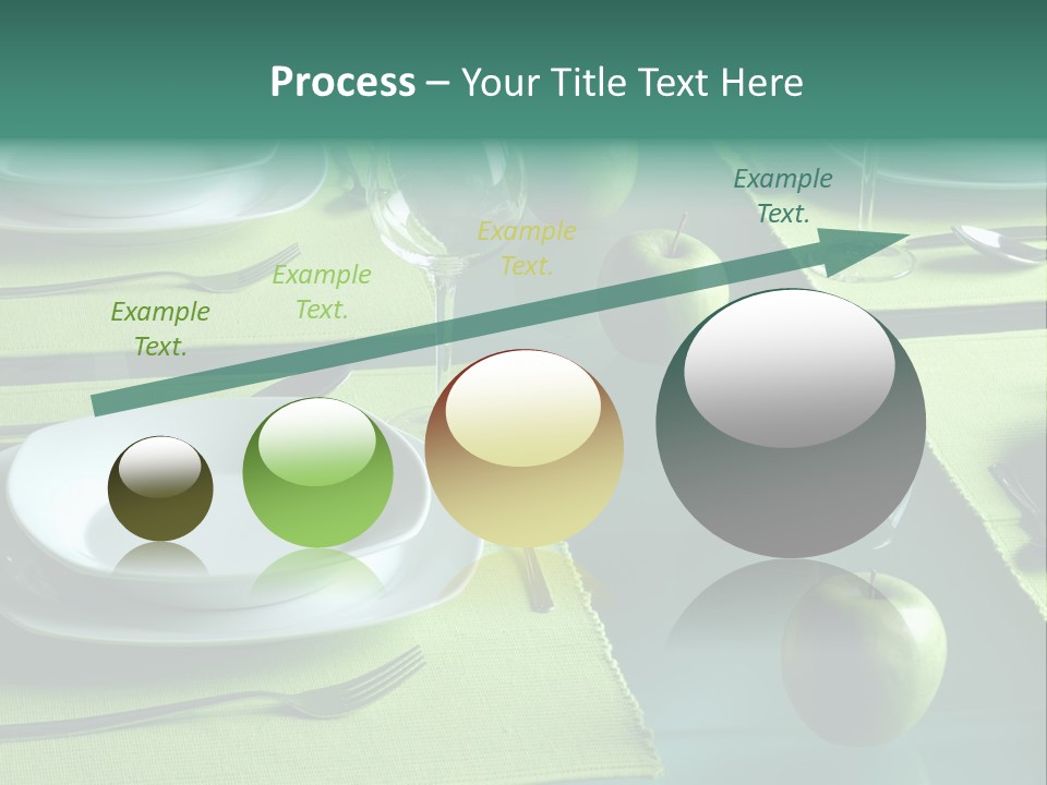A Table Set With Place Settings And Green Apples PowerPoint Template