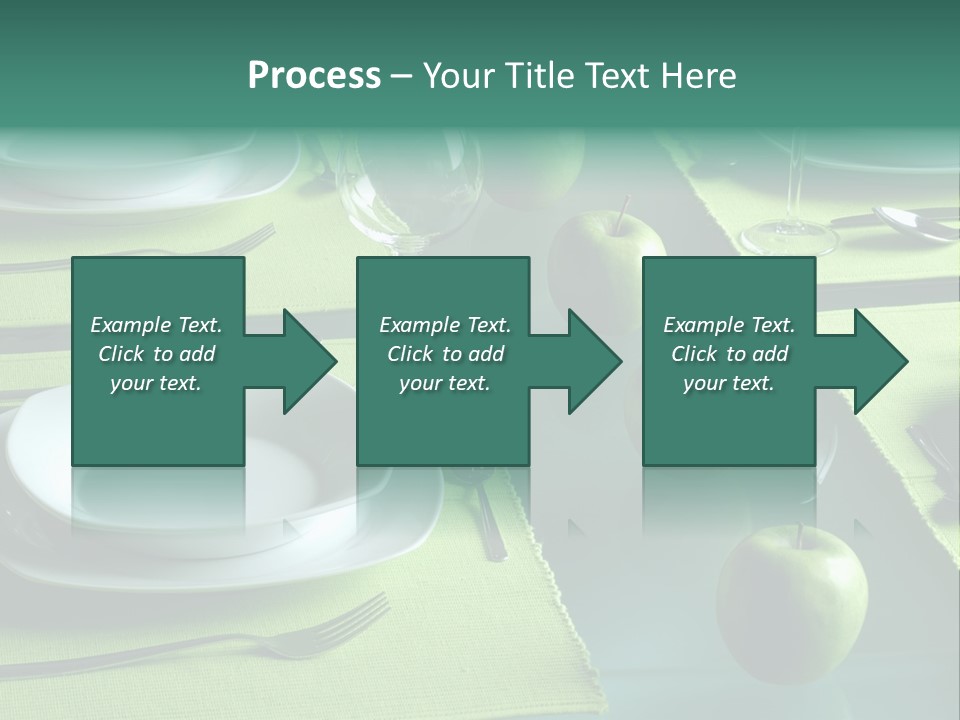 A Table Set With Place Settings And Green Apples PowerPoint Template