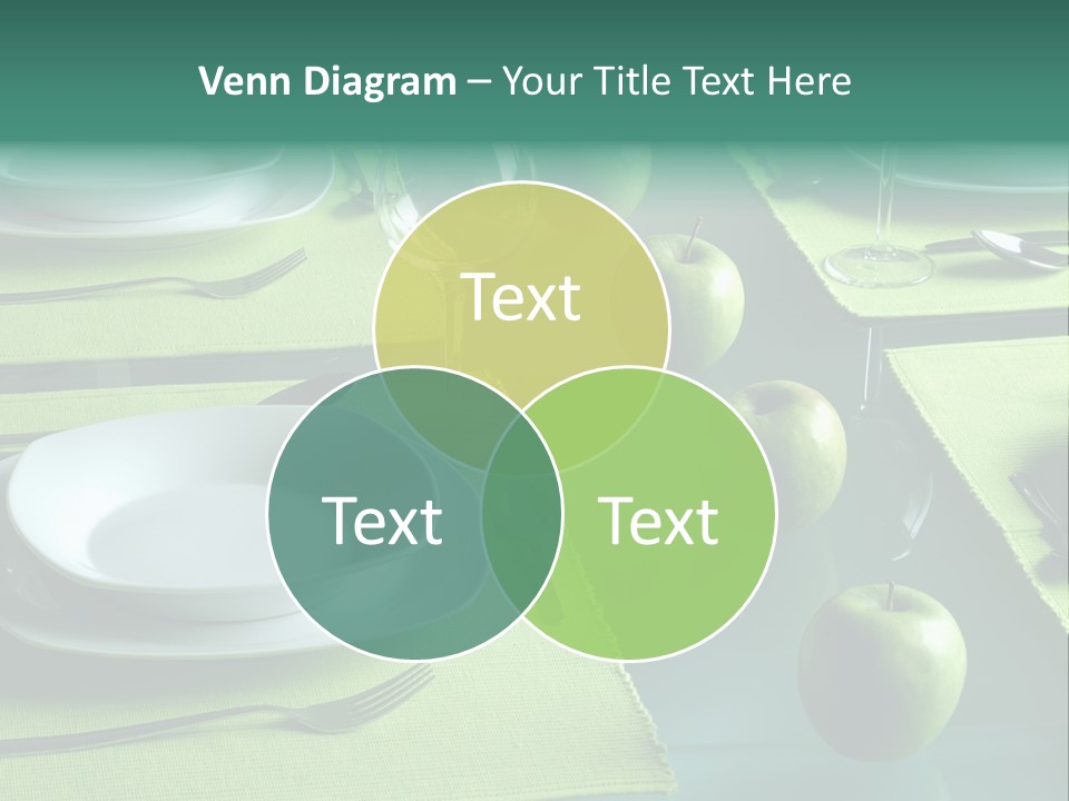 A Table Set With Place Settings And Green Apples PowerPoint Template