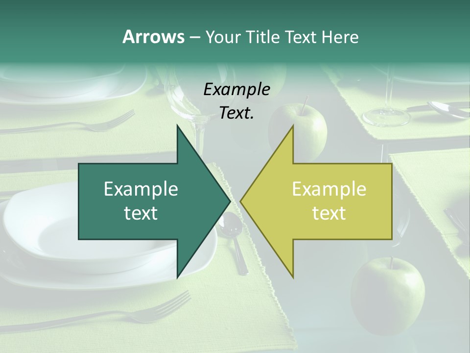 A Table Set With Place Settings And Green Apples PowerPoint Template