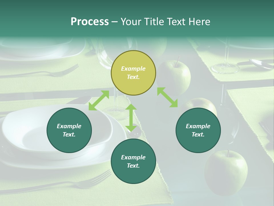 A Table Set With Place Settings And Green Apples PowerPoint Template
