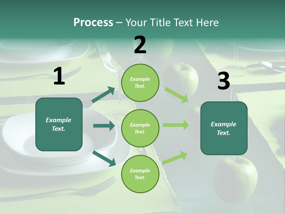 A Table Set With Place Settings And Green Apples PowerPoint Template