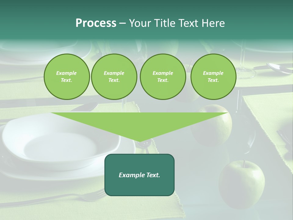 A Table Set With Place Settings And Green Apples PowerPoint Template