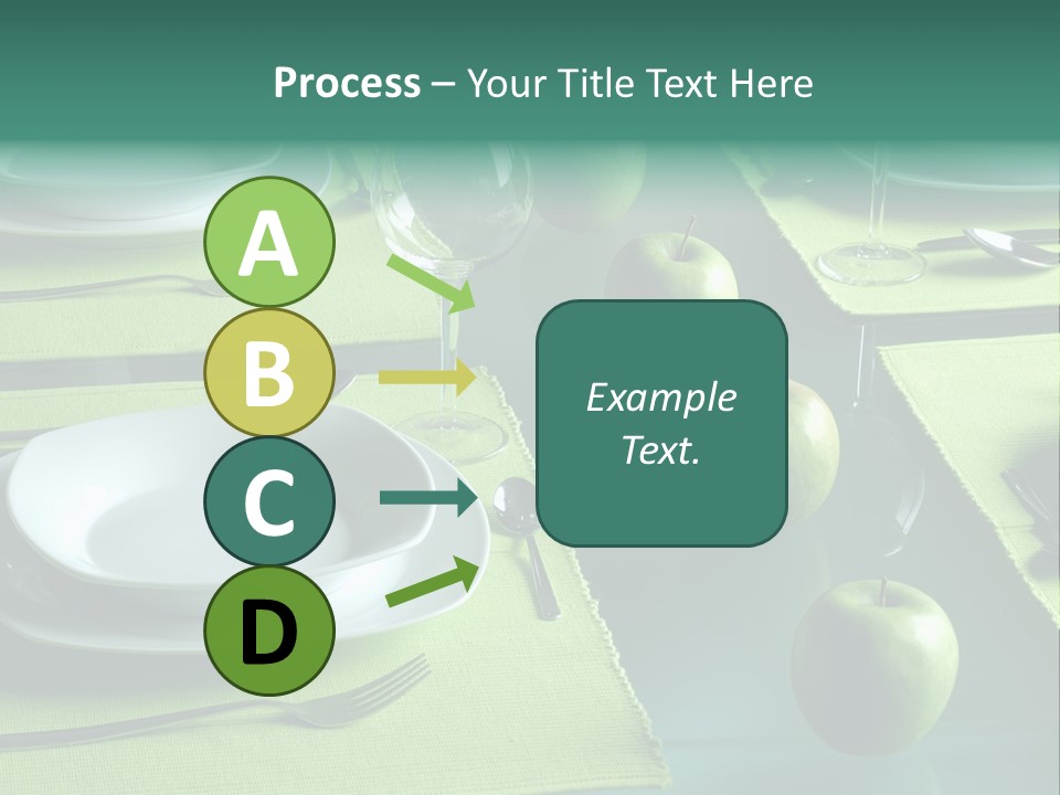 A Table Set With Place Settings And Green Apples PowerPoint Template