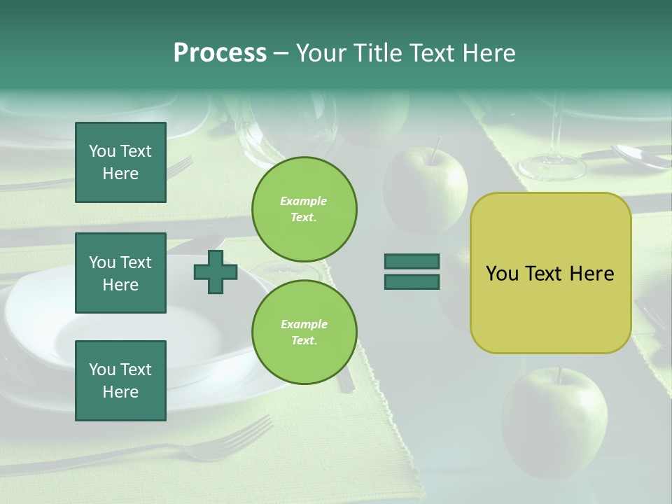 A Table Set With Place Settings And Green Apples PowerPoint Template