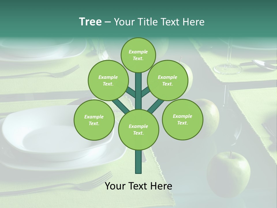 A Table Set With Place Settings And Green Apples PowerPoint Template