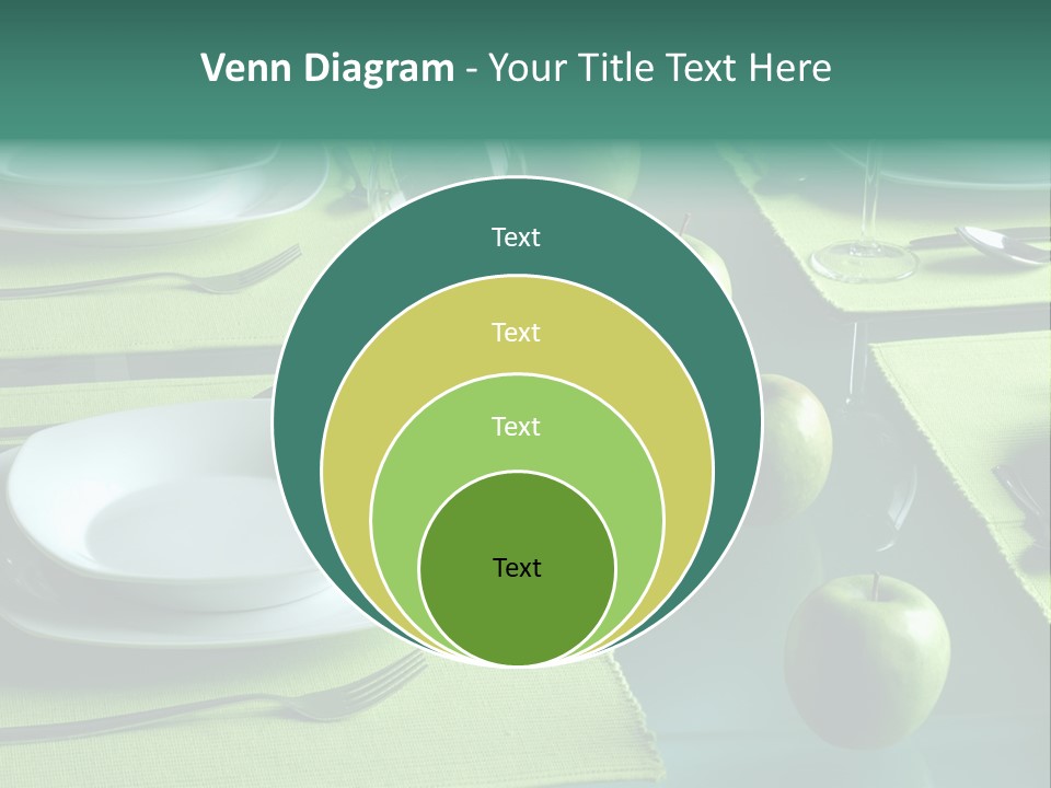 A Table Set With Place Settings And Green Apples PowerPoint Template