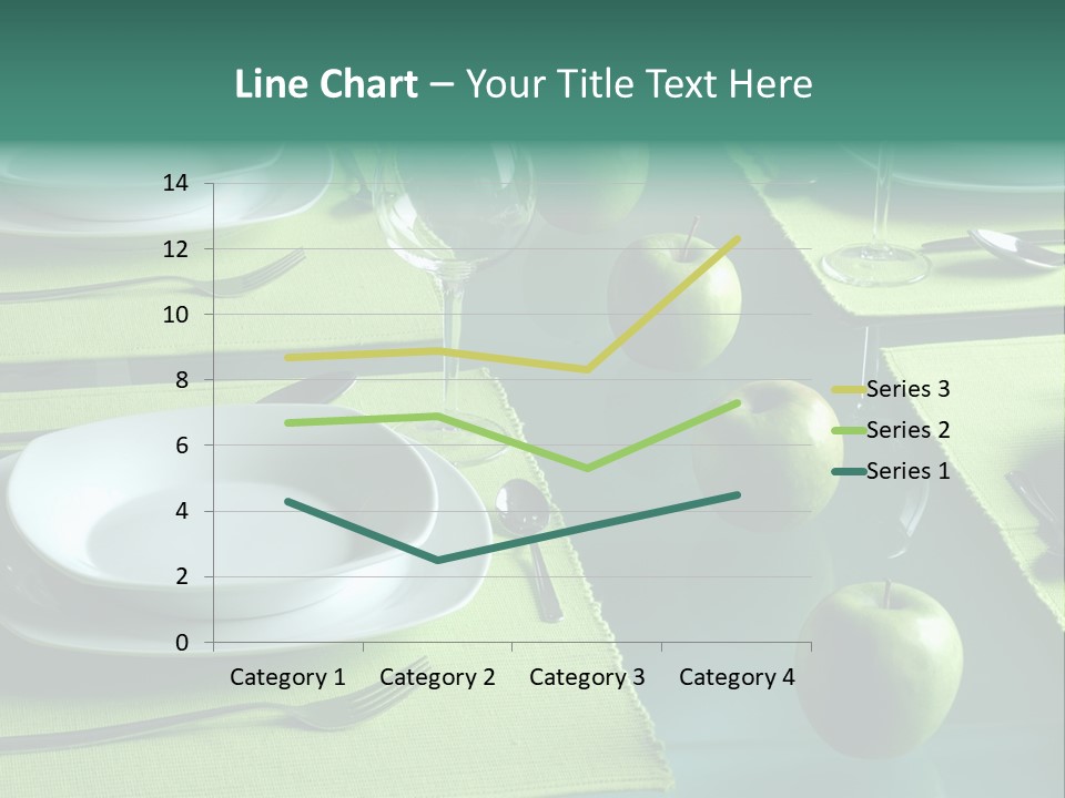 A Table Set With Place Settings And Green Apples PowerPoint Template