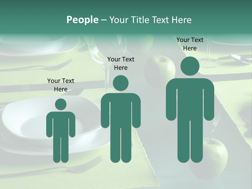 A Table Set With Place Settings And Green Apples PowerPoint Template