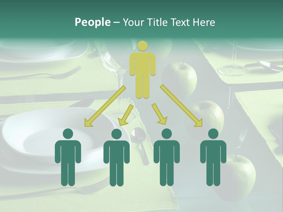 A Table Set With Place Settings And Green Apples PowerPoint Template