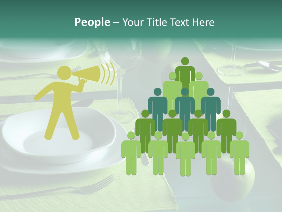 A Table Set With Place Settings And Green Apples PowerPoint Template