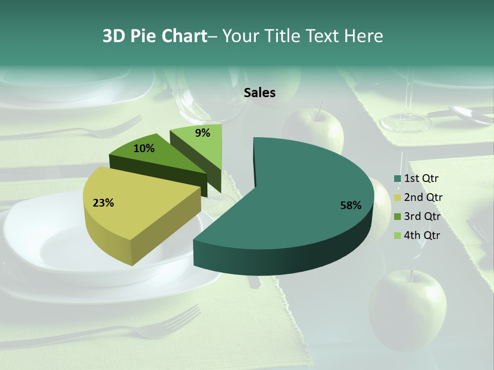 A Table Set With Place Settings And Green Apples PowerPoint Template
