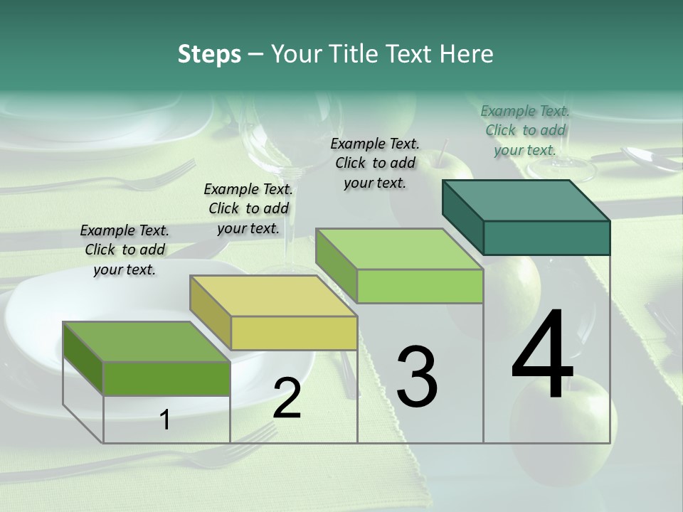 A Table Set With Place Settings And Green Apples PowerPoint Template