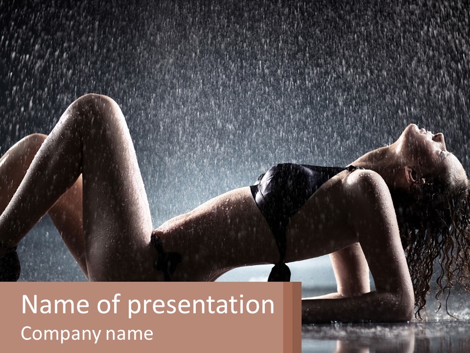 A Woman Laying On The Ground In The Rain PowerPoint Template