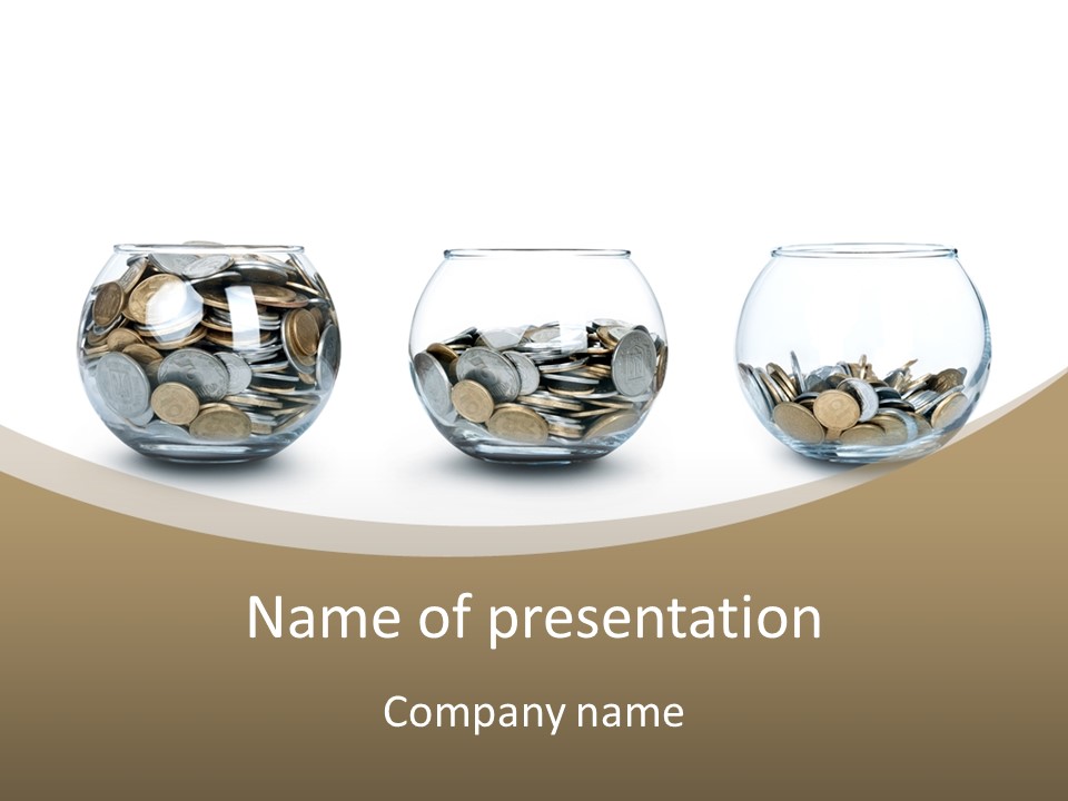 A Group Of Glass Vases Filled With Coins PowerPoint Template