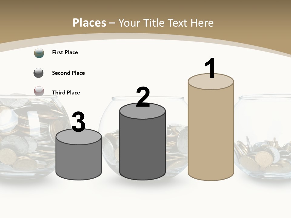 A Group Of Glass Vases Filled With Coins PowerPoint Template