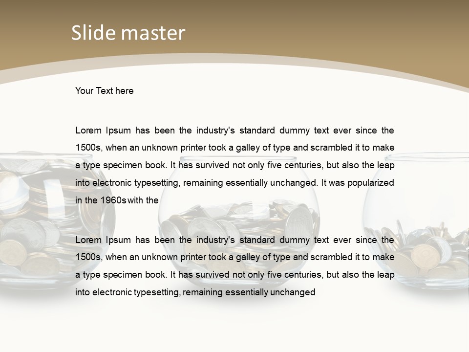 A Group Of Glass Vases Filled With Coins PowerPoint Template