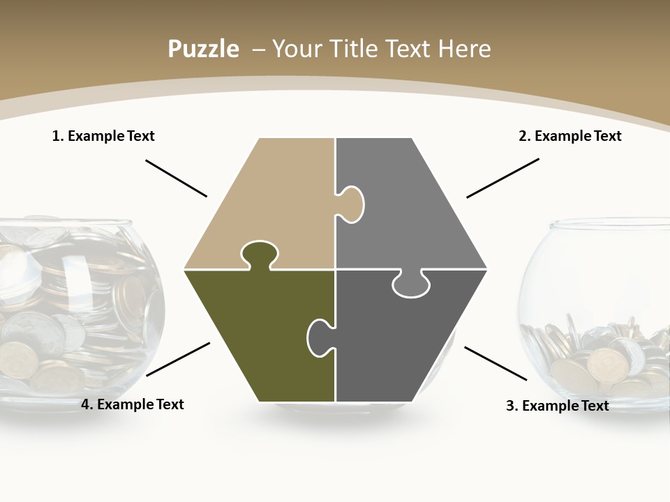 A Group Of Glass Vases Filled With Coins PowerPoint Template