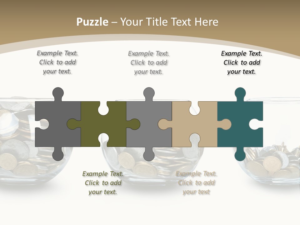 A Group Of Glass Vases Filled With Coins PowerPoint Template