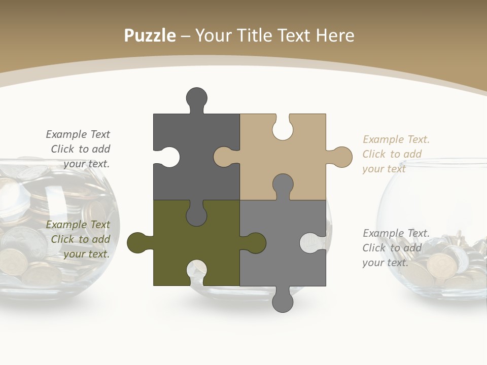 A Group Of Glass Vases Filled With Coins PowerPoint Template