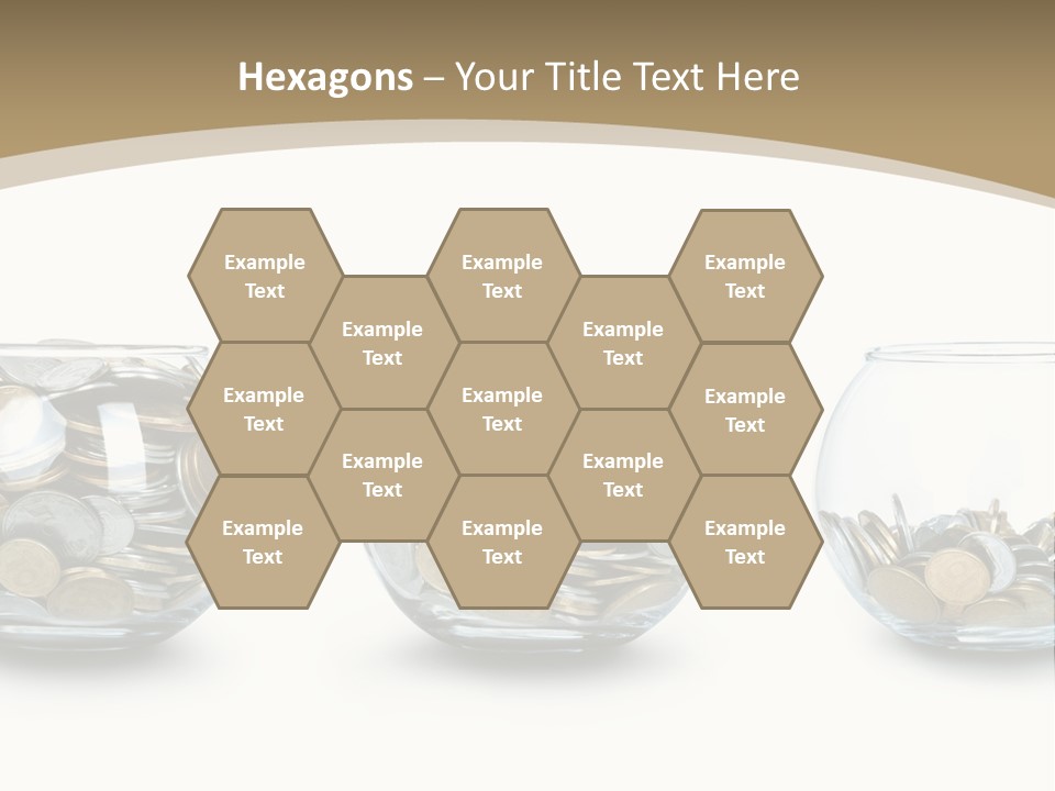 A Group Of Glass Vases Filled With Coins PowerPoint Template