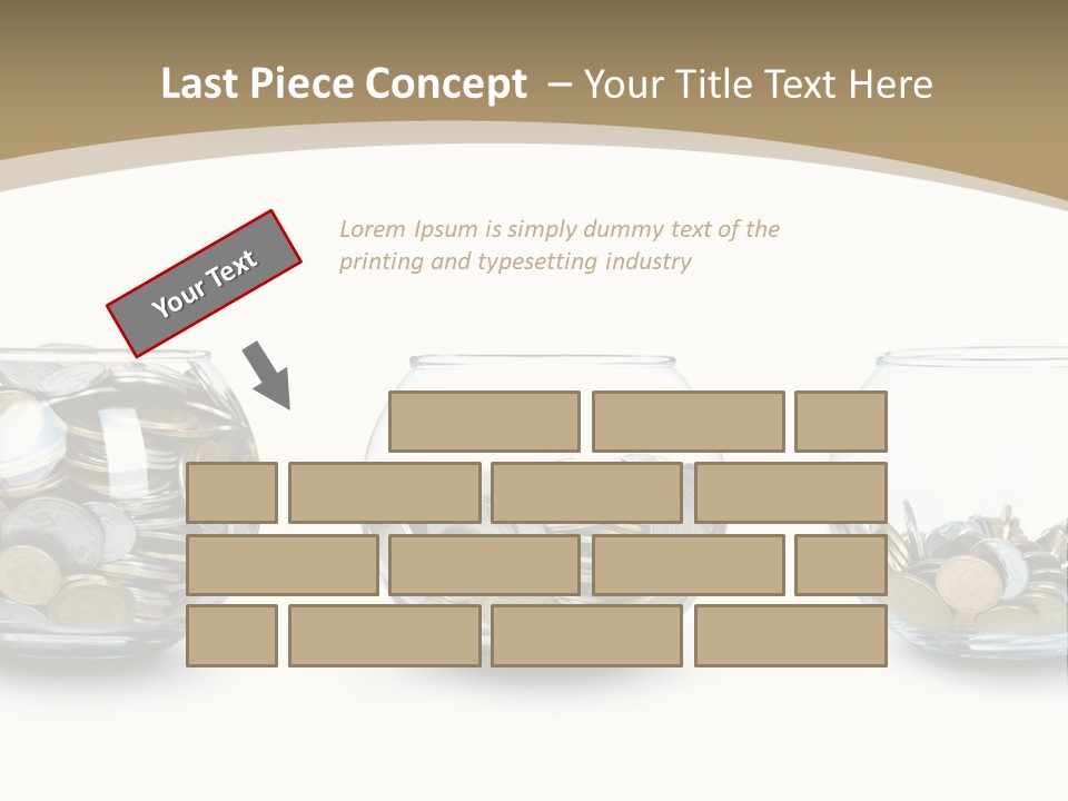 A Group Of Glass Vases Filled With Coins PowerPoint Template